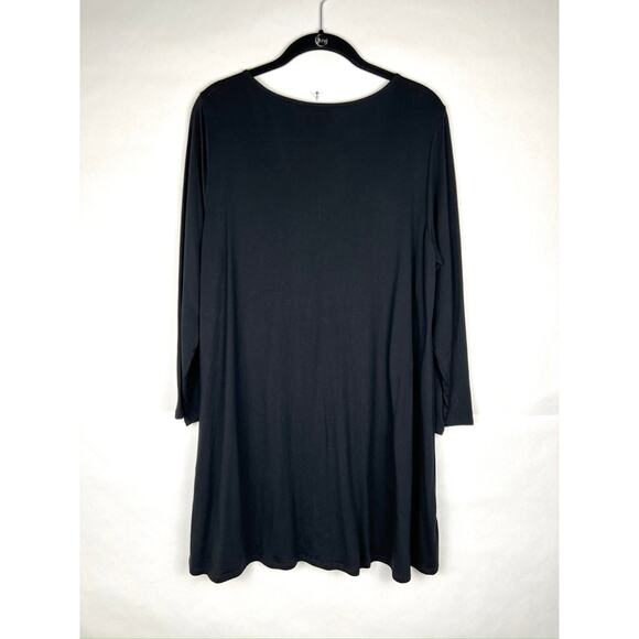 Eileen Fisher Black Soft Tencel Nylon Cashmere Long Sleeve V-Neck Tunic Size L - Picture 2 of 5